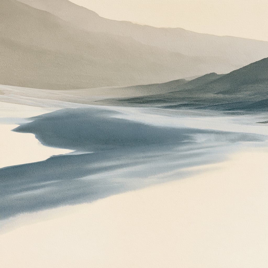 Misty mountains and still water representing environment